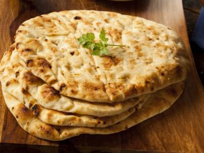 Homemade Indian Naan Flatbread made with Whole Wheat